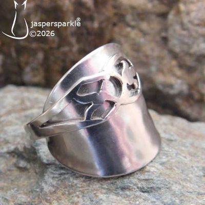 NEW! Open Fretwork Spoon Ring Sheffield 1963 Size N O P or Q NEW! Open Fretwork Spoon Ring Sheffield 1963 Size N O P or Q