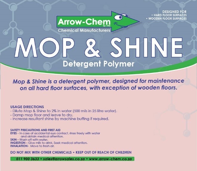 MOP & SHINE FLOOR CLEANER, PROMOTES A SHINE FOR VINYL TYPE FLOORS 10% POLYMER 25LT