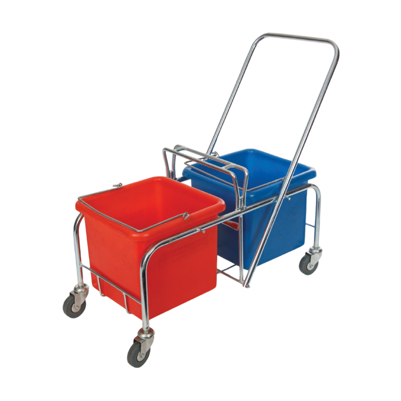 DBL PLASTIC BUCKETS ON METAL TROLLEY (EXCL WRINGER)