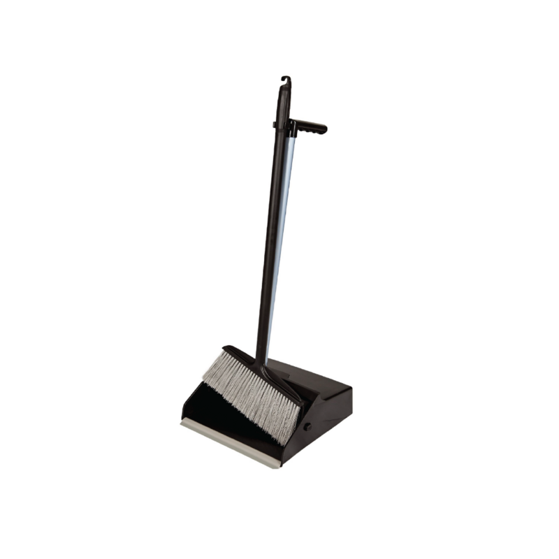SCOOP PLASTIC LONG HANDLE + BROOM BLACK