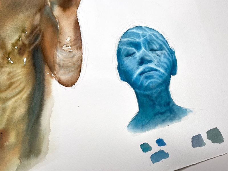 Underwater study + Lady with dark hair