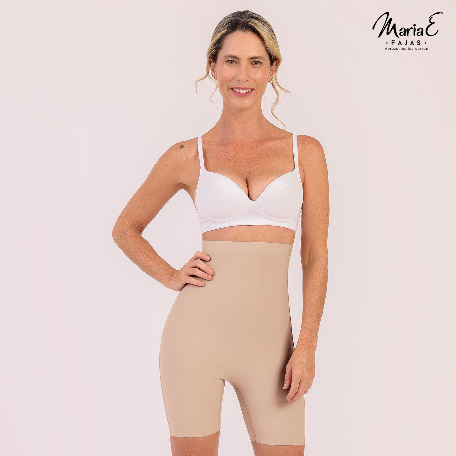 Short Alto Strapless Invisible - Compresión - Beige