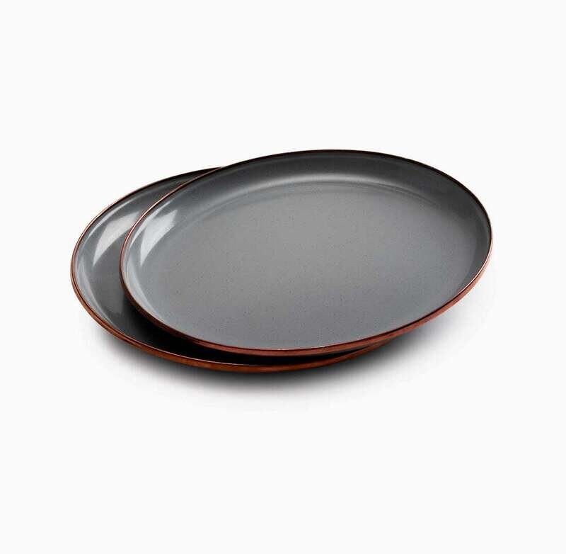 Slate Grey Enamel Deep Plate Set
