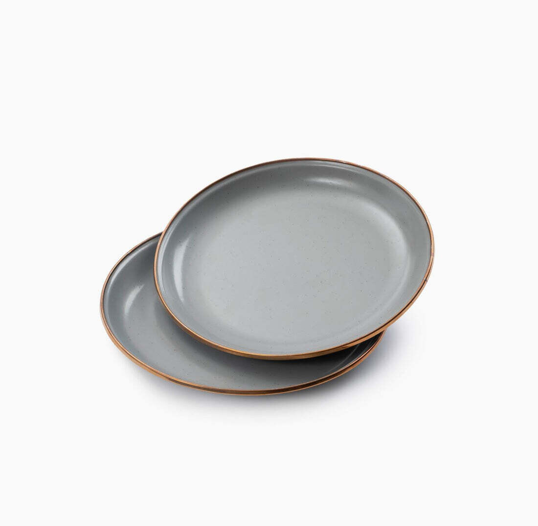 Slate Grey Enamel Salad Plate Set