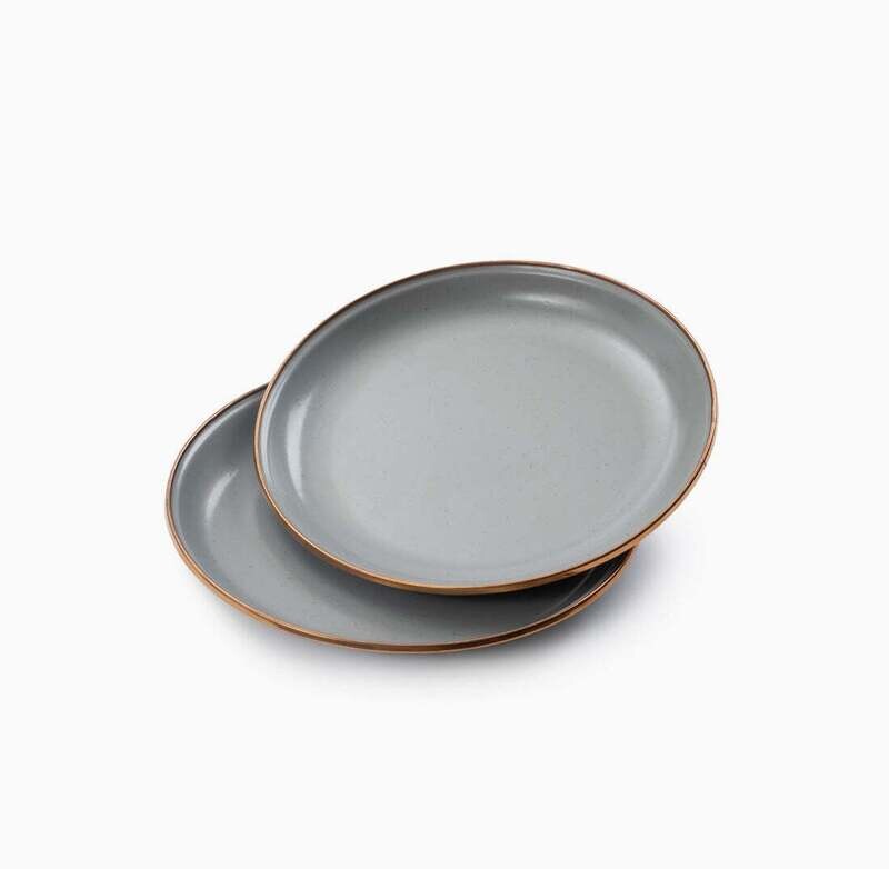 Slate Grey Enamel Salad Plate Set