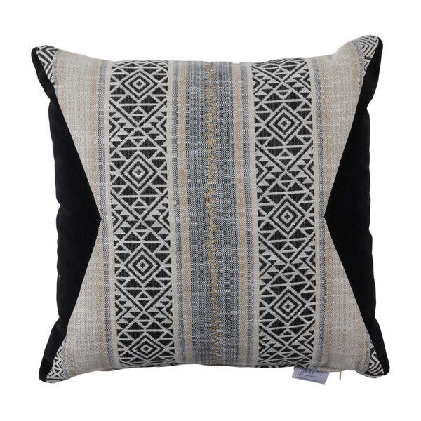 Wendy Jane Chambray and Velvet Aztec Lumbar - Black