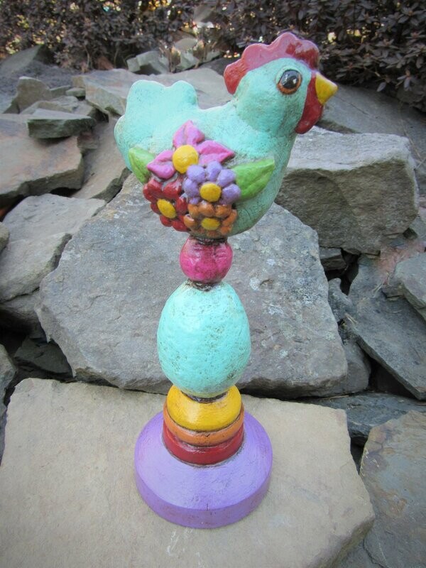 paper mache chicken sculpture spring chicken