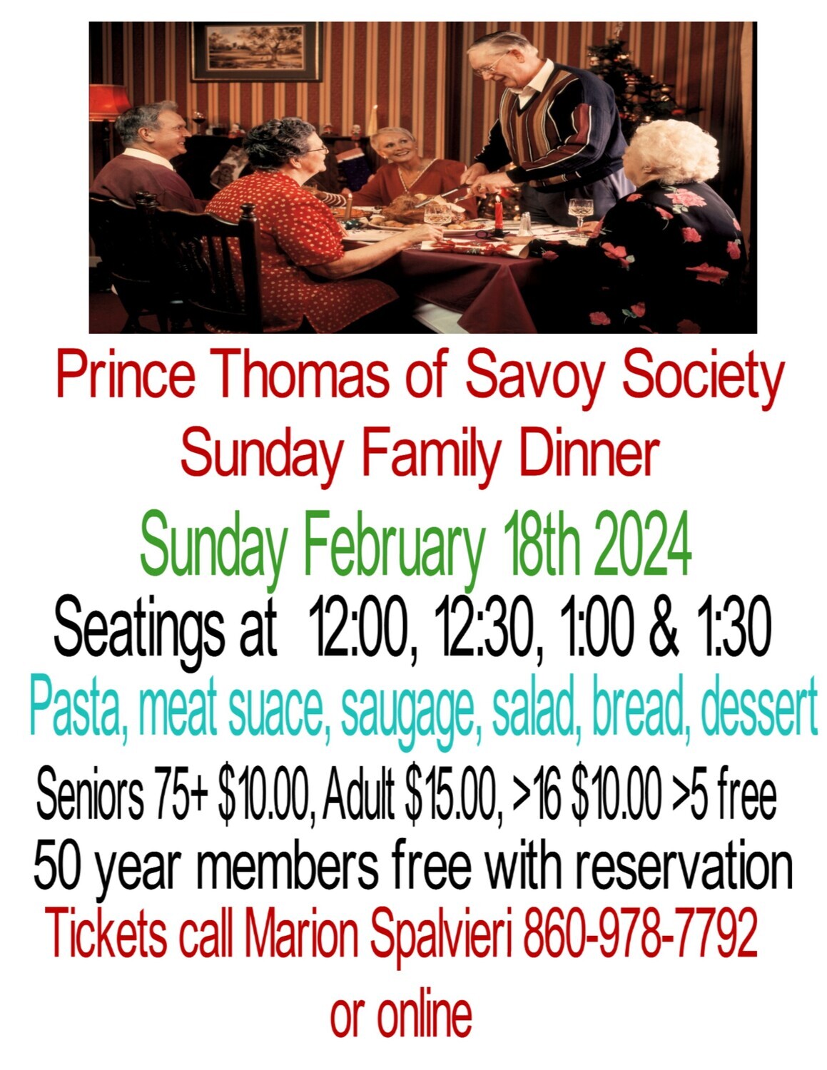 Sunday Family Dinner Feb 18th 2024