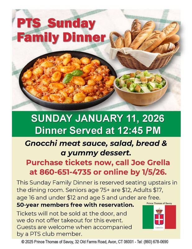 Sunday Family Dinner Jan 11th 2026