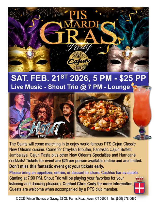 PTS Mardi Gras Party - Feb 21th 6pm