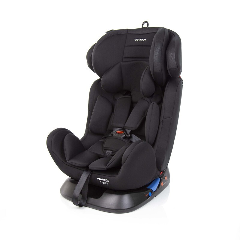 Cadeira para auto infantil Legacy na cor preta da marca Voyage, com design moderno e acolchoado, ideal para proporcionar segurança e conforto para o bebê durante o trajeto.