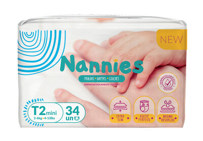 Nannies | Fralda Mini T-2 (2-6kg) 34 uds.