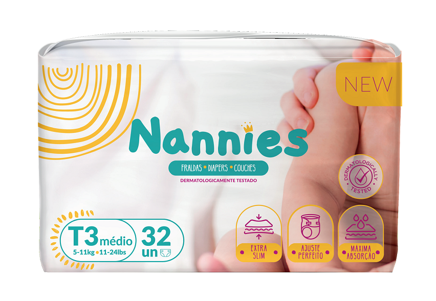 Nannies | Fralda Média T-3 (5-11kg) 60 uds - Bulk Pack