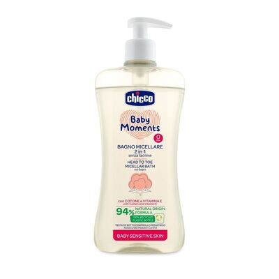 Chicco | Sabonete Líquido 2em1 Micelar Cabeça aos Pés Baby Moments - 500ml