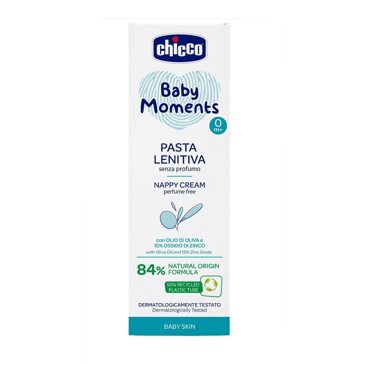 Creme Muda de Fraldas Pele Delicada Baby Moments da Chicco: proteção natural contra assaduras.