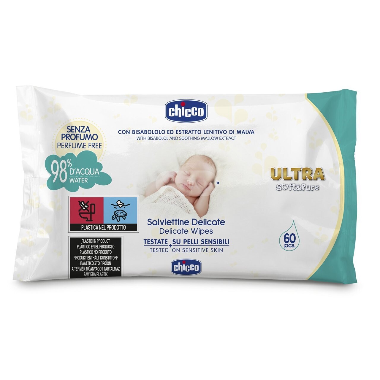 Chicco | Toalhitas de Água Ultra 60 pçs