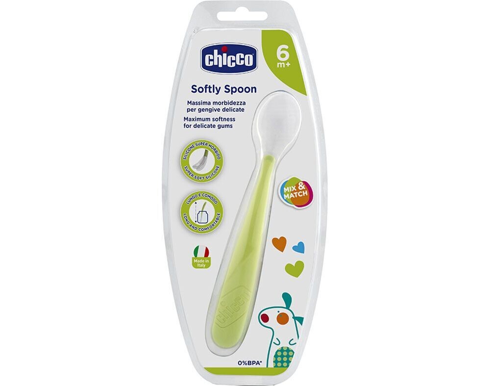 Colher de silicone Chicco.