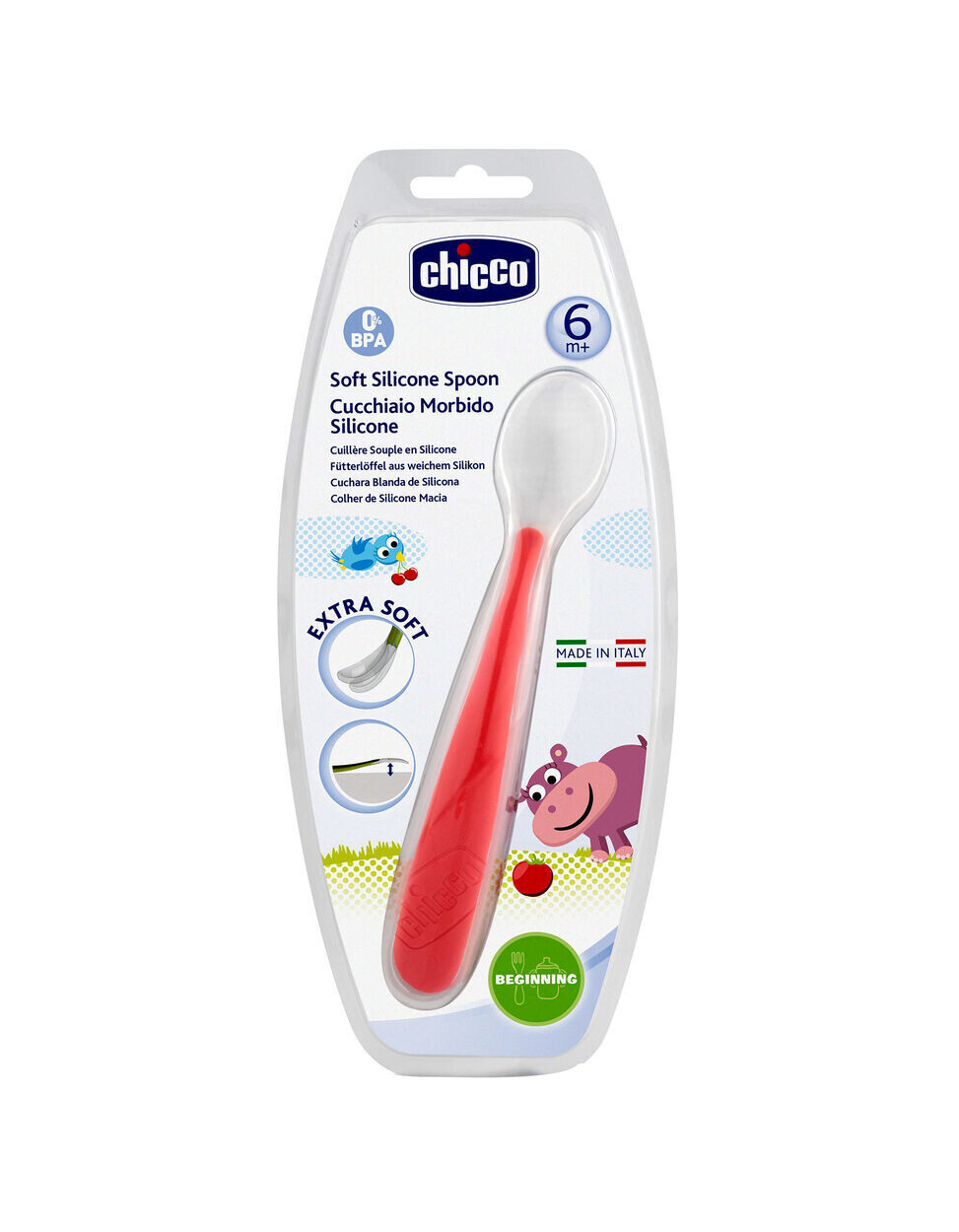 Colher de silicone Chicco.
