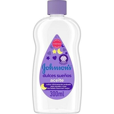 Frasco de Johnson’s Óleo de Bebê Bons Sonhos com fórmula relaxante para massagem noturna