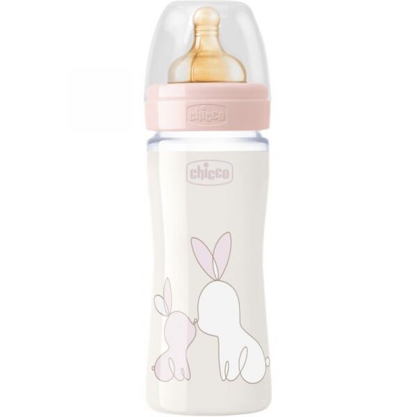 Chicco | Biberão Original Touch Vidro 0m+ 240ml Rosa
