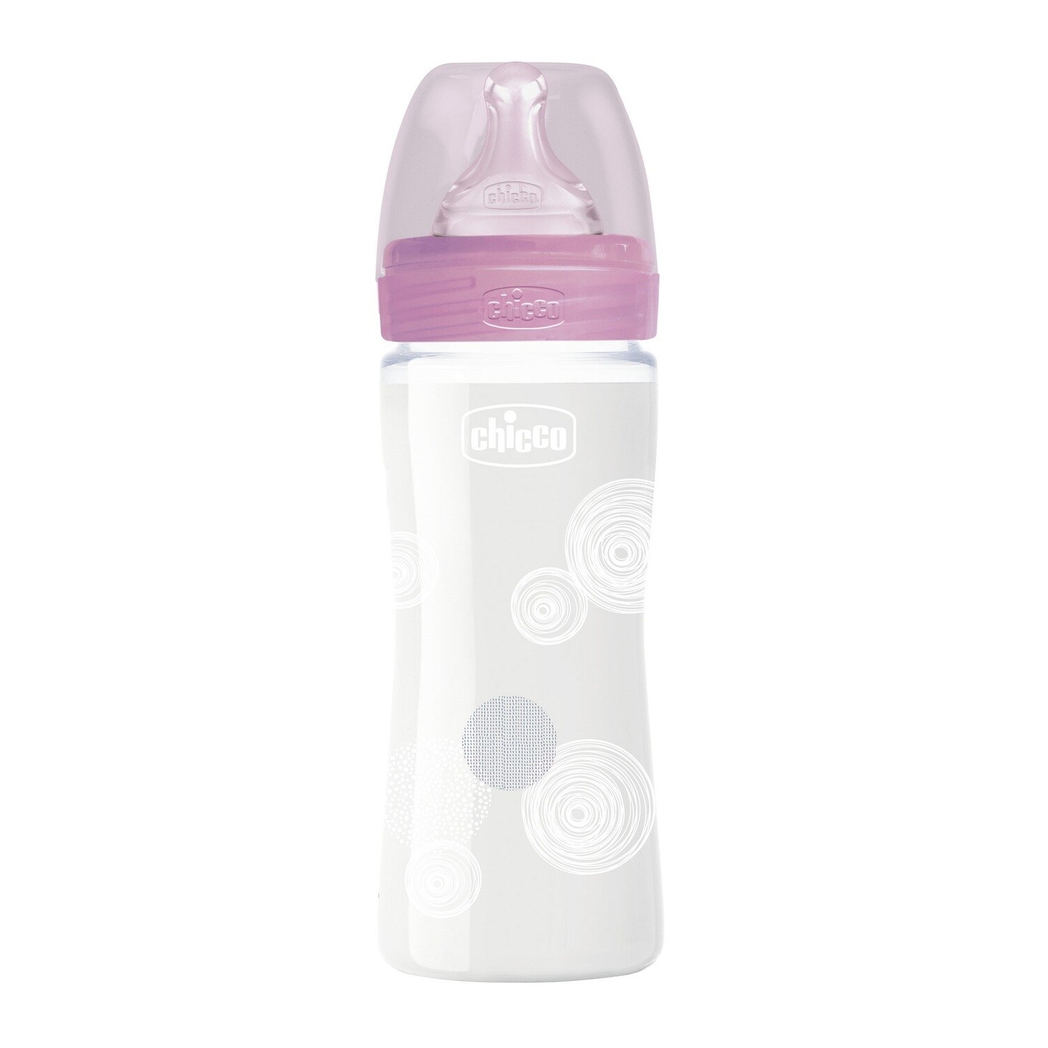 Chicco | Biberão de Vidro Well Being 0M+ 240 ml Rosa