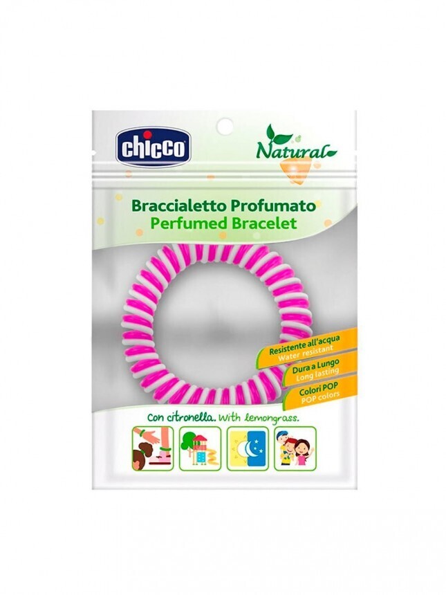 Chicco | Pulseira Natural Perfumada em Silicone Citronella- Cor Sortida