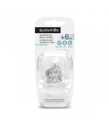 Suavinex | Tetina Anatómica Silicone T-2 Fluxo-L +6m+ x2