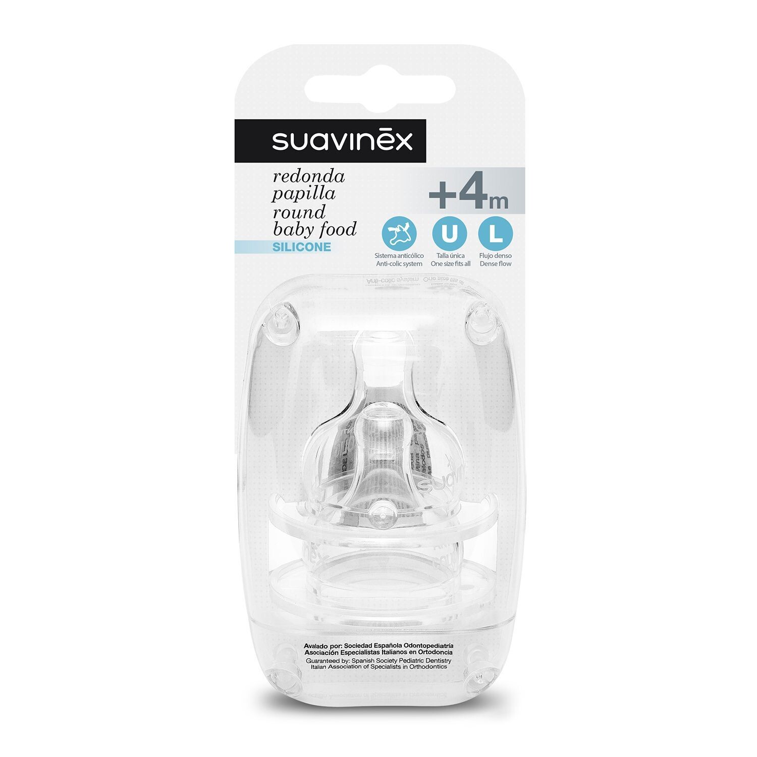 Suavinex | Tetina Silicone Redonda Grande Fluxo Fluxo-L +4m x2