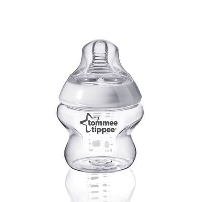 Mamadeira Tommee Tippee Close to Nature 150ml em vidro – design ergonômico com tetina anticólica natural.
