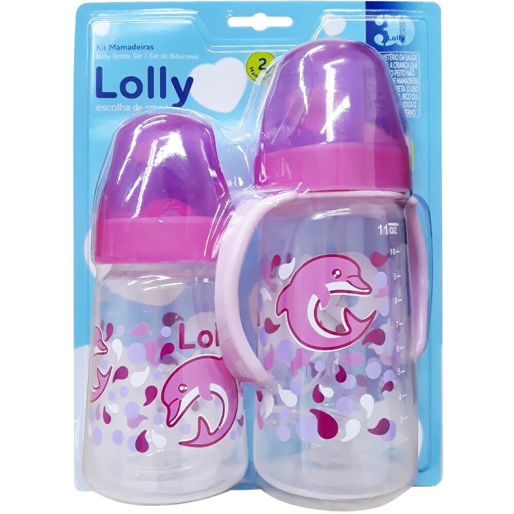 Lolly | Kit Mamadeiras Big Oceano Rosa - 330ml/150ml, 2 Unidades