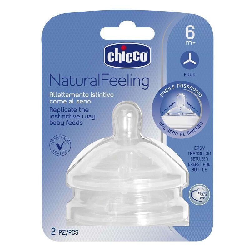 Chicco | Tetina NaturalFeeling 6M+ Fluxo Papa 2 Uni