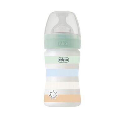 Imagem do Biberão Well-Being Verde 0M+ 150ml Fluxo Lento Plástico da Chicco, com tetina Physio em silicone macio.