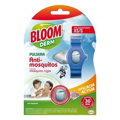 Recarga para pulseira anti-mosquito Bloom com embalagem em blister contendo 3 unidades, ideal para manter a proteção contra mosquitos por mais tempo.