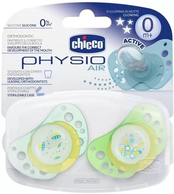 Chicco | Physio Air Chupeta Verde Fluorescente 0+M 2 Uni
