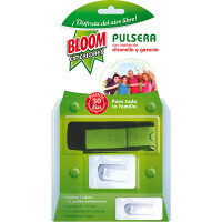 Pulseira anti-mosquito Florescer na cor verde com design ajustável, ideal para proteger você de picadas de mosquito em atividades ao ar livre.