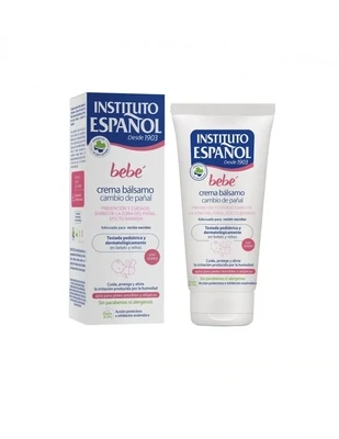 Bisnaga de 150ml do Creme de Bálsamo Muda Fralda para Bebê do Instituto Español, com textura suave e emoliente.