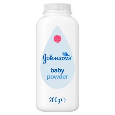Embalagem plástica de 200ml do Johnson&#39;s® Baby Pó de Talco, com tampa dosadora.