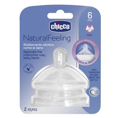 Chicco | Tetina NaturalFeeling 6M+ Fluxo Rápido 2 Unidades