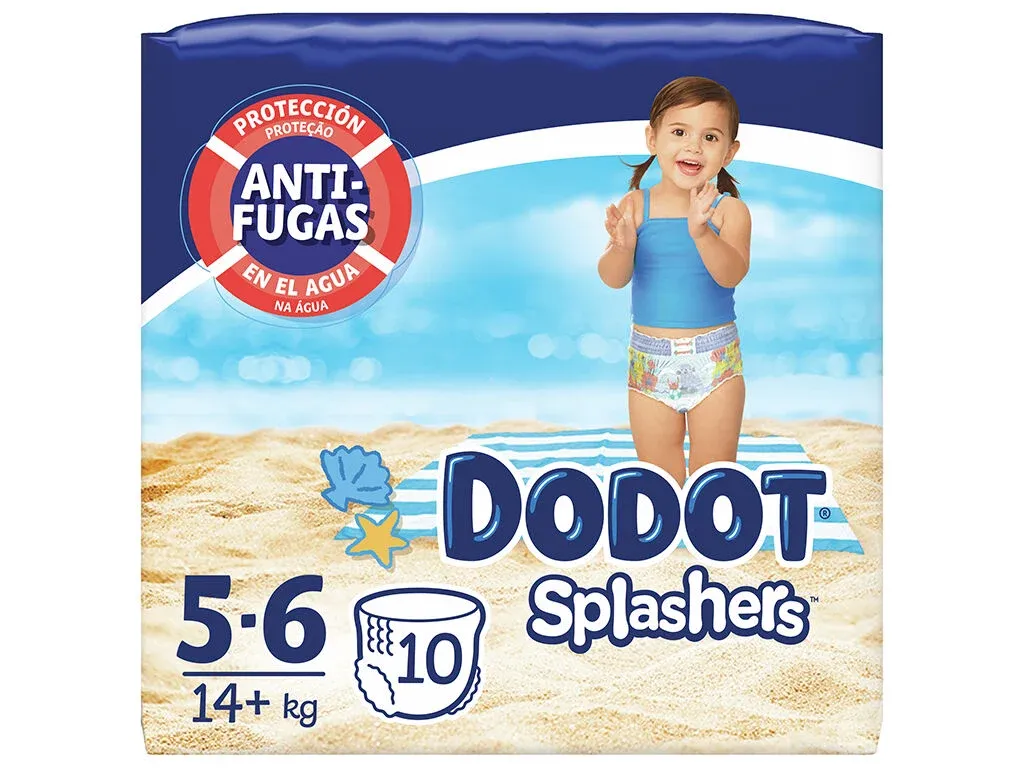 Dodot Splashers Fraldas Descartáveis para Bebé Tamanho 5 (14+ kg) 10 unidades.
