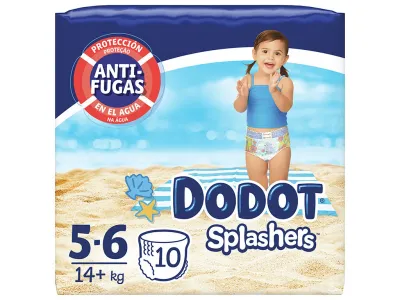 Dodot Splashers Fraldas Descartáveis para Bebé Tamanho 5 (14+ kg) 10 unidades.
