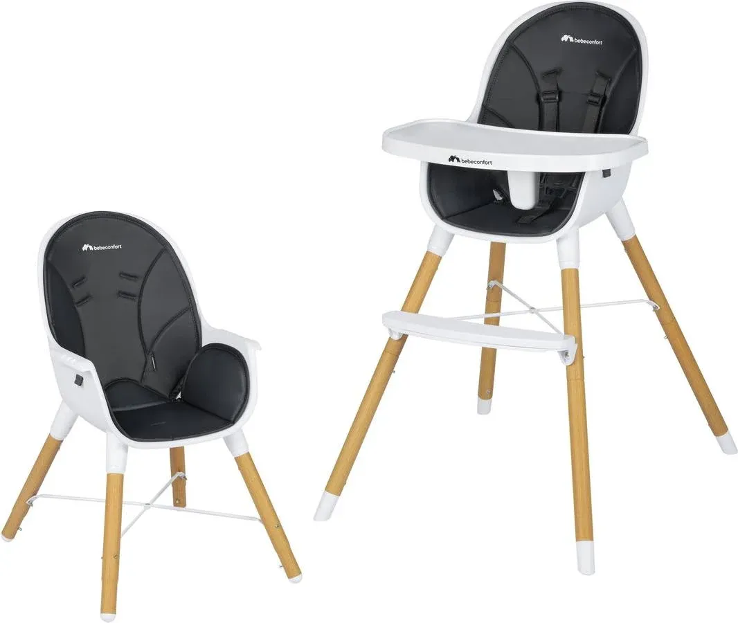 Cadeira de Refeição Bébé Confort Avista Mineral Graphite: Design elegante e compacto, com 7 posições de altura e 3 posições de reclinação para o máximo conforto do seu bebé.