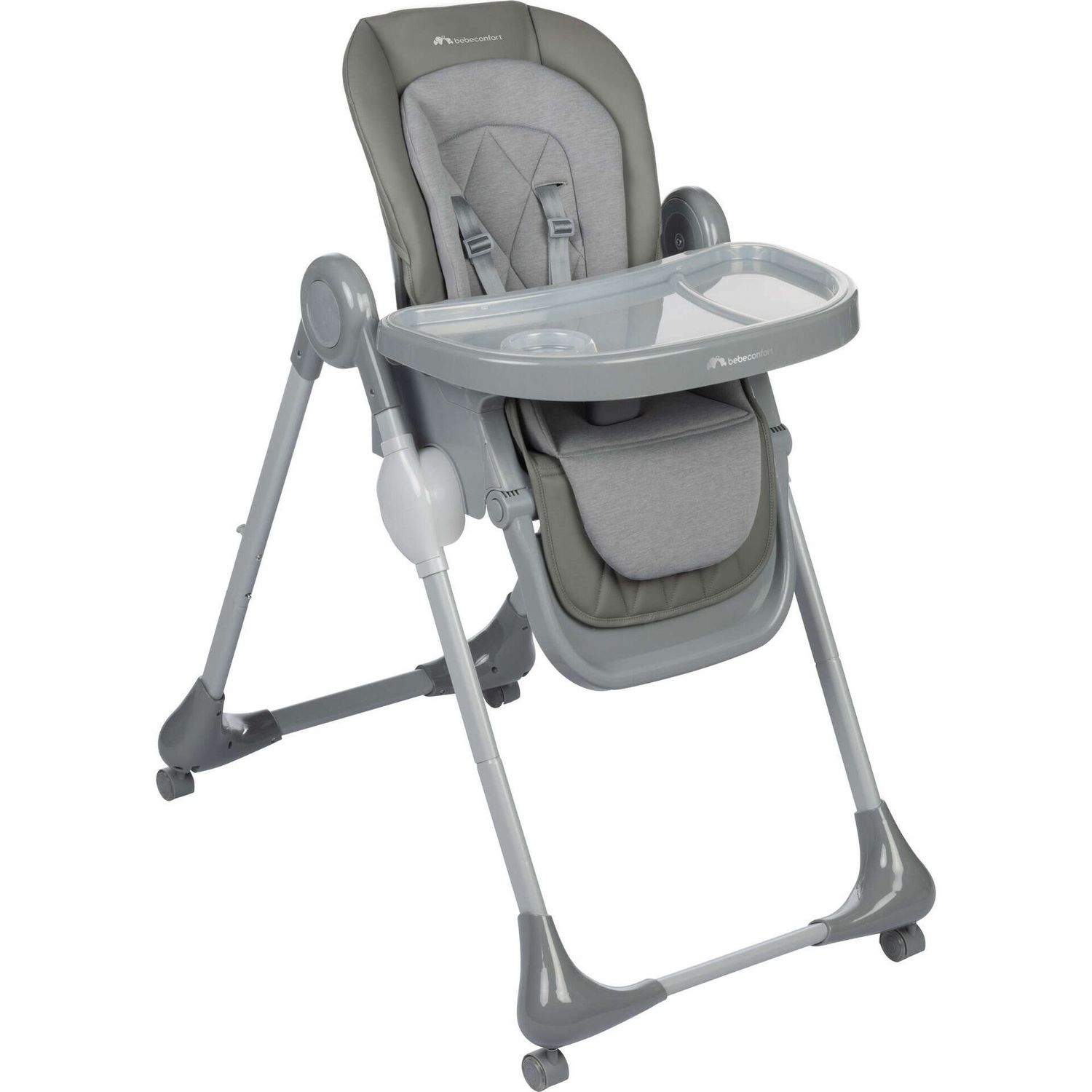 Cadeira de Refeição Bébé Confort Olea Mineral Gray: design ergonómico, reclinação em várias posições e materiais fáceis de limpar para o conforto e praticidade do seu bebé.

