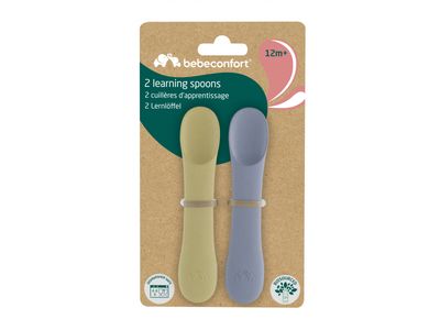 Conjunto de Colheres Happy 12m+ Bébé Confort: Cabo ergonómico, pontas arredondadas e antiderrapantes, feitas de materiais livres de BPA, proporcionando uma alimentação prática, segura e divertida para o seu bebé a partir dos 12 meses.