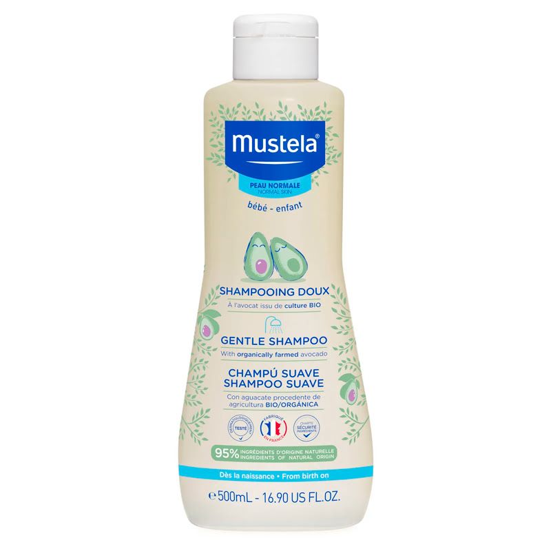 Mustela Champô Suave 500ml: Shampoo suave para cabelos finos e delicados, com ingredientes naturais e sem químicos nocivos para o conforto do seu bebê.