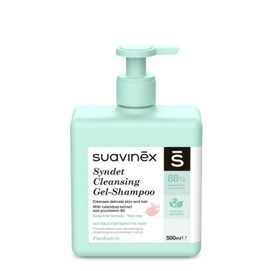 Suavinex Gel de Limpeza Syndet para Bebê 500ml: Limpeza suave e hidratante para a pele delicada do seu bebé, com ingredientes naturais e fórmula hipoalergénica para o cuidado diário da pele do seu bebé.