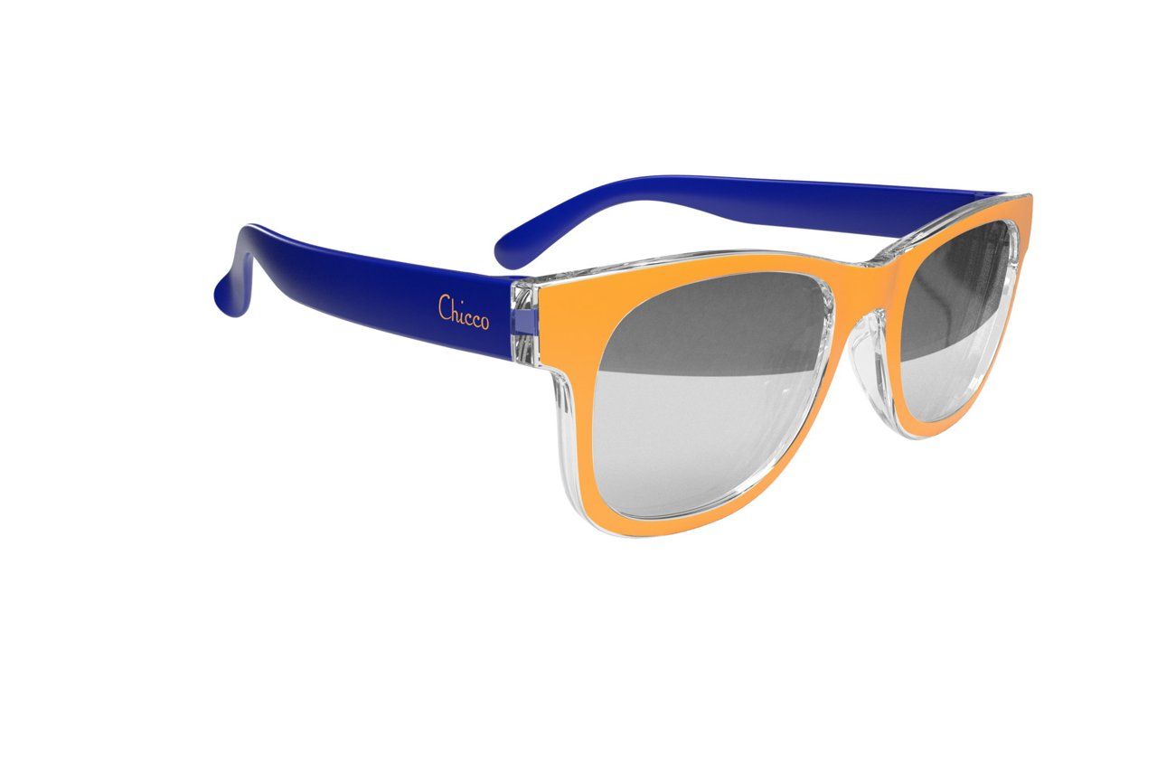  Óculos de sol Chicco 24M+ em cores vibrantes com lentes de policarbonato resistentes e alças ajustáveis.