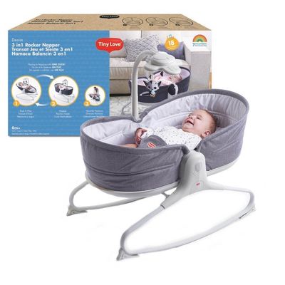 Tiny Love Rocker Napper Berço 3 em 1 Grey – Conforto e versatilidade para o bebê.