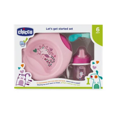 Conjunto de Papa Chicco 6m+ Rosa: Tudo o que o seu bebé precisa para as primeiras refeições.