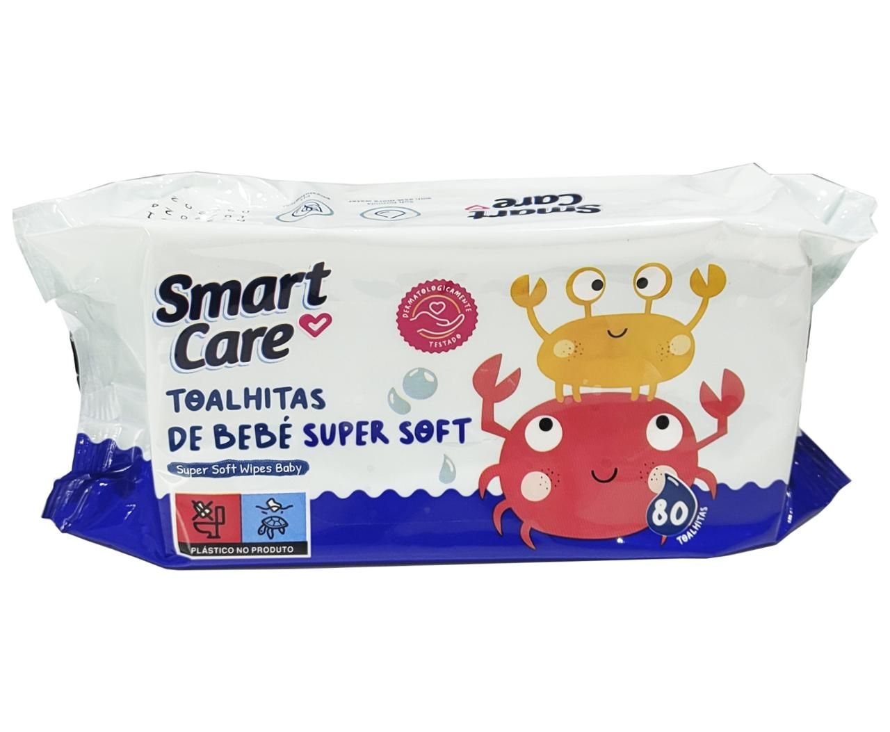 Pacote com 80 toalhitas de bebê super macias para uma limpeza delicada e suave.