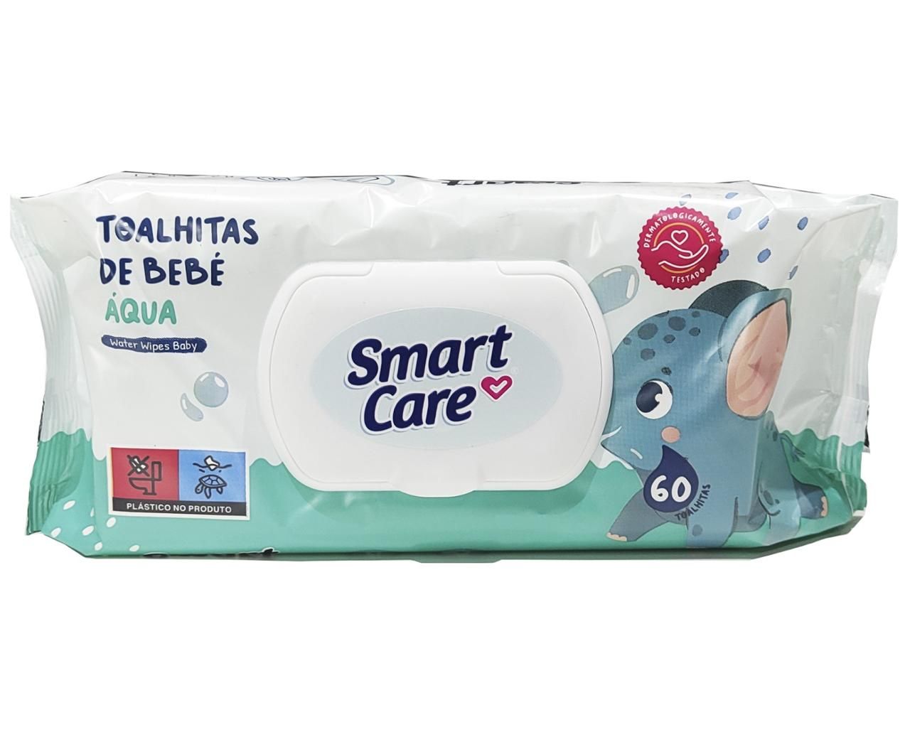  Pacote com 60 toalhitas umedecidas com 99% de água pura, ideal para a pele sensível do bebê.